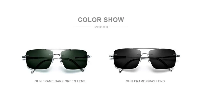 Randlose Sonnenbrille aus Titanlegierung TR90 für Herren, 2020, neue ultraleichte, schraubenlose, quadratische Sonnenbrille für Damen, polarisierte Sonnenbrille für Herren 20009