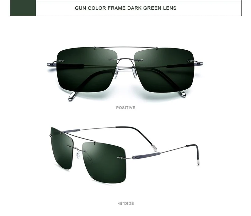 Randlose Sonnenbrille aus Titanlegierung TR90 für Herren, 2020, neue ultraleichte, schraubenlose, quadratische Sonnenbrille für Damen, polarisierte Sonnenbrille für Herren 20009