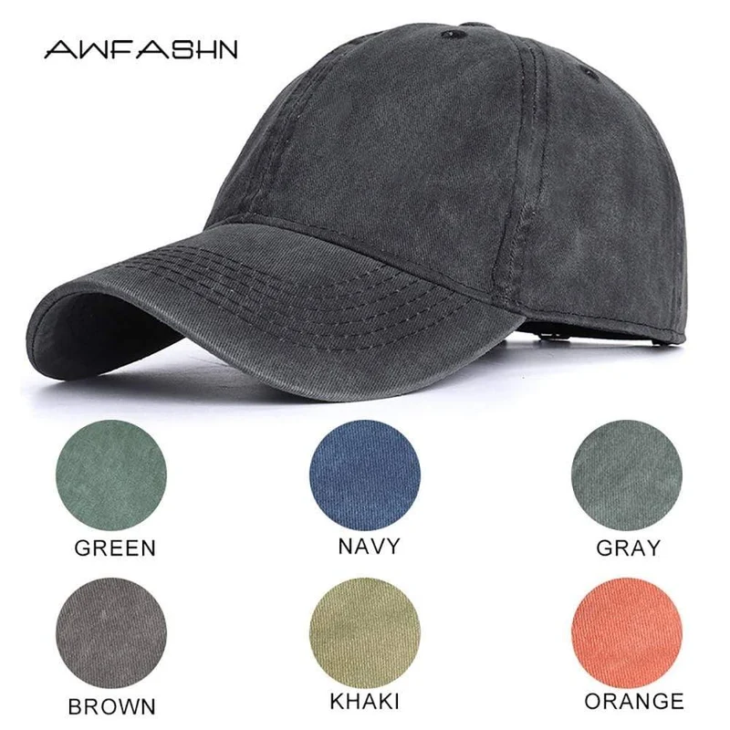 Männer Baseballmütze aus gewaschener Baumwolle, Damen Vintage-Snapback-Mütze, verstellbare Trucker-Outdoor-Kappen, schwarzer Papa-Hut, Knochen