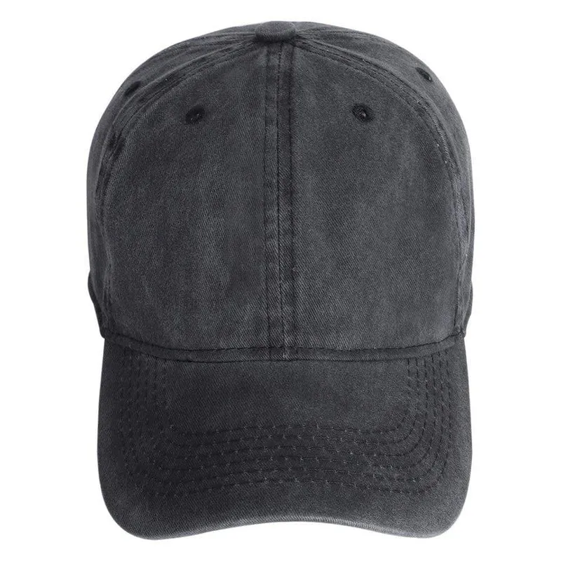 Männer Baseballmütze aus gewaschener Baumwolle, Damen Vintage-Snapback-Mütze, verstellbare Trucker-Outdoor-Kappen, schwarzer Papa-Hut, Knochen