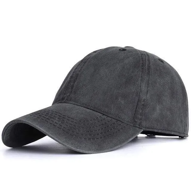 Männer Baseballmütze aus gewaschener Baumwolle, Damen Vintage-Snapback-Mütze, verstellbare Trucker-Outdoor-Kappen, schwarzer Papa-Hut, Knochen
