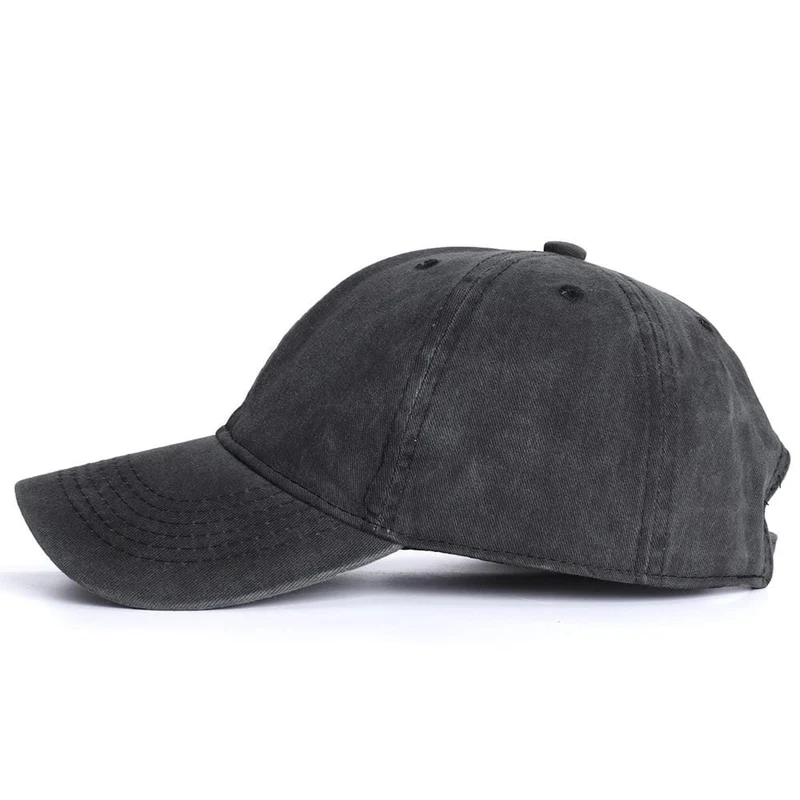 Männer Baseballmütze aus gewaschener Baumwolle, Damen Vintage-Snapback-Mütze, verstellbare Trucker-Outdoor-Kappen, schwarzer Papa-Hut, Knochen