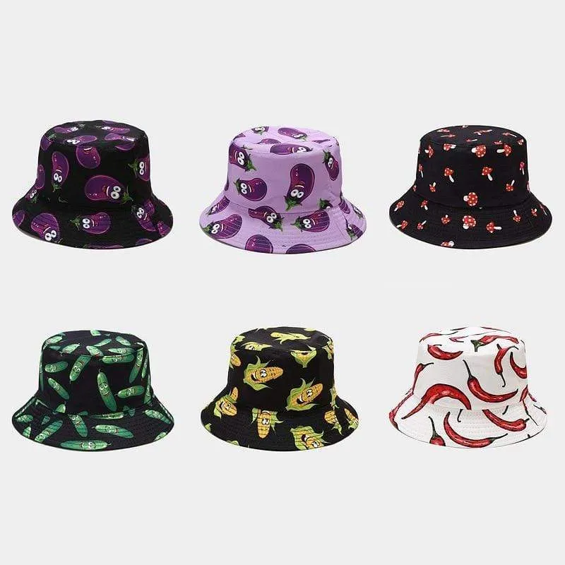 Mode Cartoon gedruckt niedlichen Eimer Hut Sommer reversible Fishermant Hut für Frauen Männer Straße Hip Hop Angelkappe Gorro