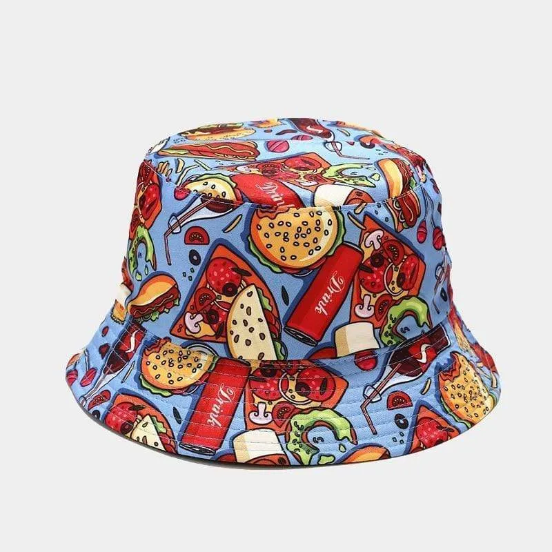 Mode Cartoon gedruckt niedlichen Eimer Hut Sommer reversible Fishermant Hut für Frauen Männer Straße Hip Hop Angelkappe Gorro