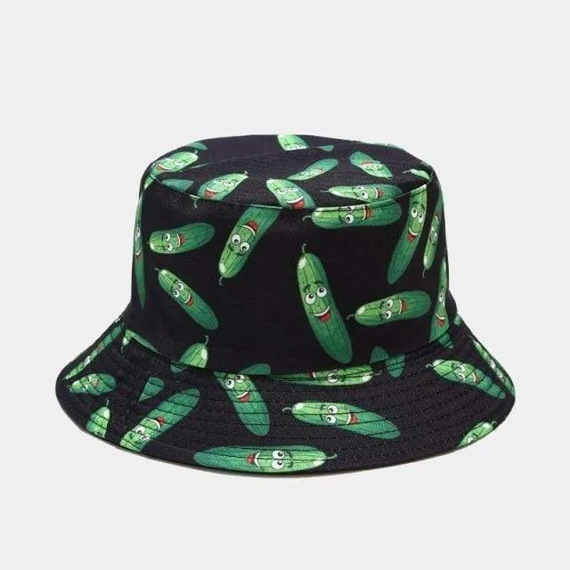 Mode Cartoon gedruckt niedlichen Eimer Hut Sommer reversible Fishermant Hut für Frauen Männer Straße Hip Hop Angelkappe Gorro