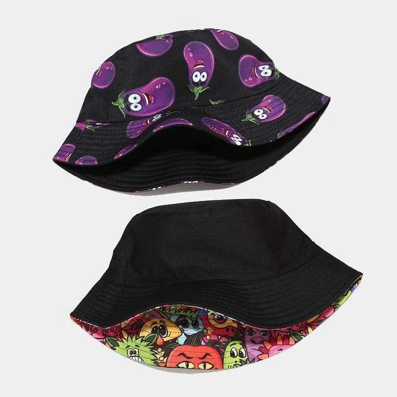 Mode Cartoon gedruckt niedlichen Eimer Hut Sommer reversible Fishermant Hut für Frauen Männer Straße Hip Hop Angelkappe Gorro