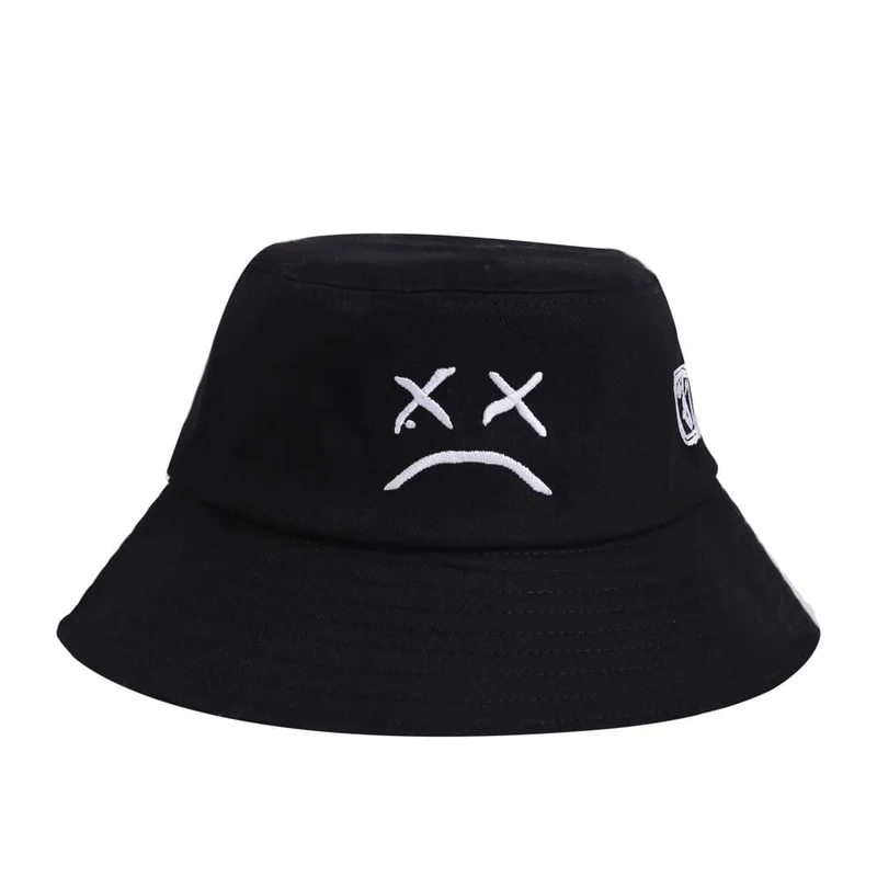 Männer Frauen Eimer Hut Weinendes Gesicht Stickerei Boonie Hut Einfarbig Reise Strand Sonnenhüte Casual Visor Fishman Caps