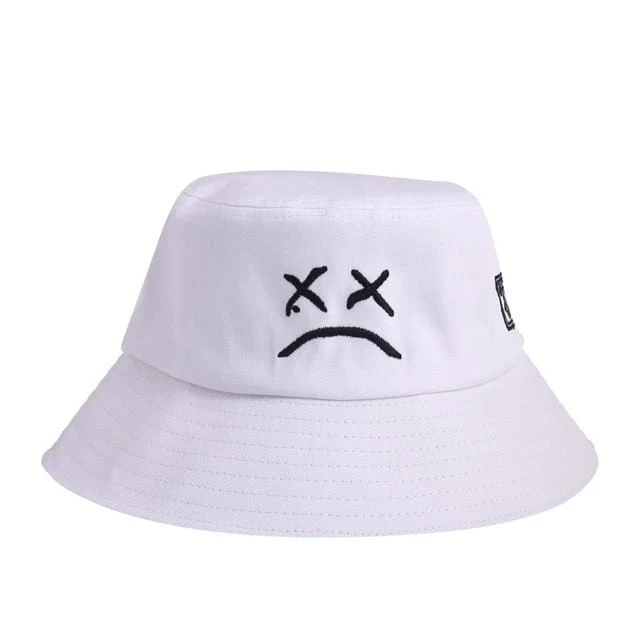 Männer Frauen Eimer Hut Weinendes Gesicht Stickerei Boonie Hut Einfarbig Reise Strand Sonnenhüte Casual Visor Fishman Caps
