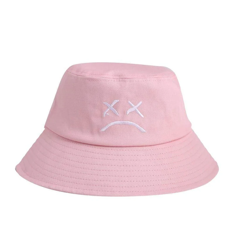 Männer Frauen Eimer Hut Weinendes Gesicht Stickerei Boonie Hut Einfarbig Reise Strand Sonnenhüte Casual Visor Fishman Caps
