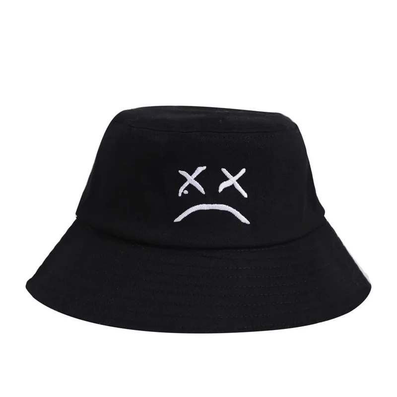Männer Frauen Eimer Hut Weinendes Gesicht Stickerei Boonie Hut Einfarbig Reise Strand Sonnenhüte Casual Visor Fishman Caps