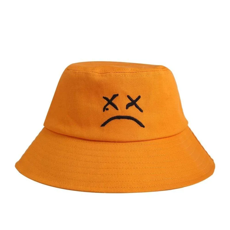 Männer Frauen Eimer Hut Weinendes Gesicht Stickerei Boonie Hut Einfarbig Reise Strand Sonnenhüte Casual Visor Fishman Caps