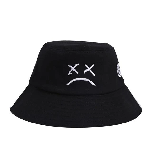 Männer Frauen Eimer Hut Weinendes Gesicht Stickerei Boonie Hut Einfarbig Reise Strand Sonnenhüte Casual Visor Fishman Caps