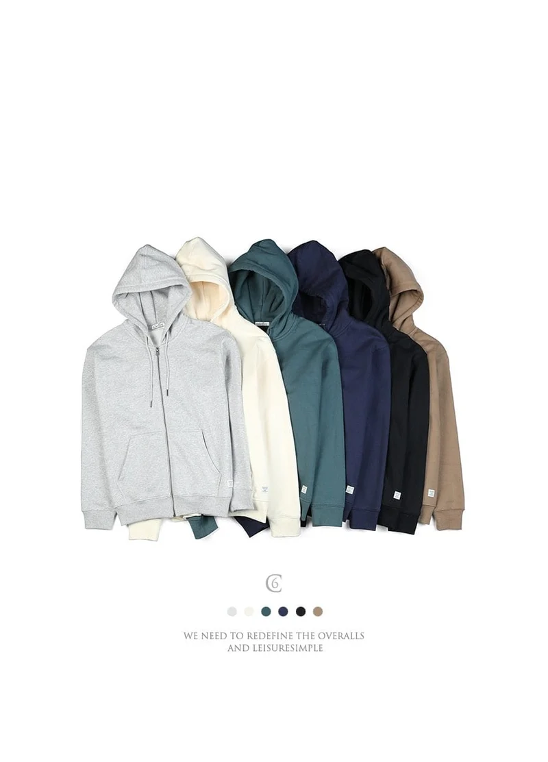Winter New Cotton-Jersey Zip-Up Hoodie Herren Basic Kapuzen Sweatshirts Bequeme Jogger Jacken Oberbekleidung