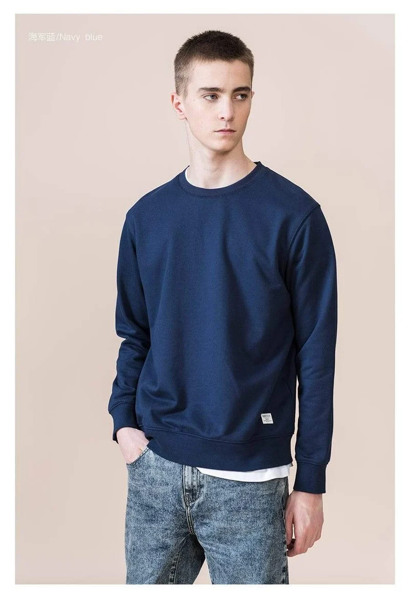 Frühling Neue Hoodies Männer Casual Minimalist Sweatshirt O-Ausschnitt Stickerei Logo Plus Size Basic Pullover SI980547