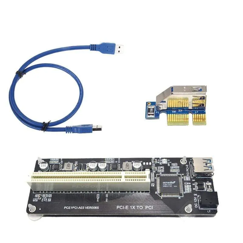 PCIE PCI-E PCI Express X1 zu PCI Riser-Karte Buskarte Hocheffizienter Adapterkonverter USB 3.0-Kabel für Desktop-PC ASM1083-Chip