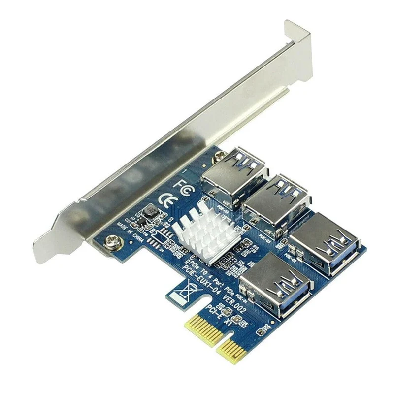 PCI-E zu PCI-E Adapter 1 Turn 4 PCI-Express Slot 1x zu 16x USB 3.0 Mining Spezial Riser Card PCIe Konverter für BTC Miner Mining