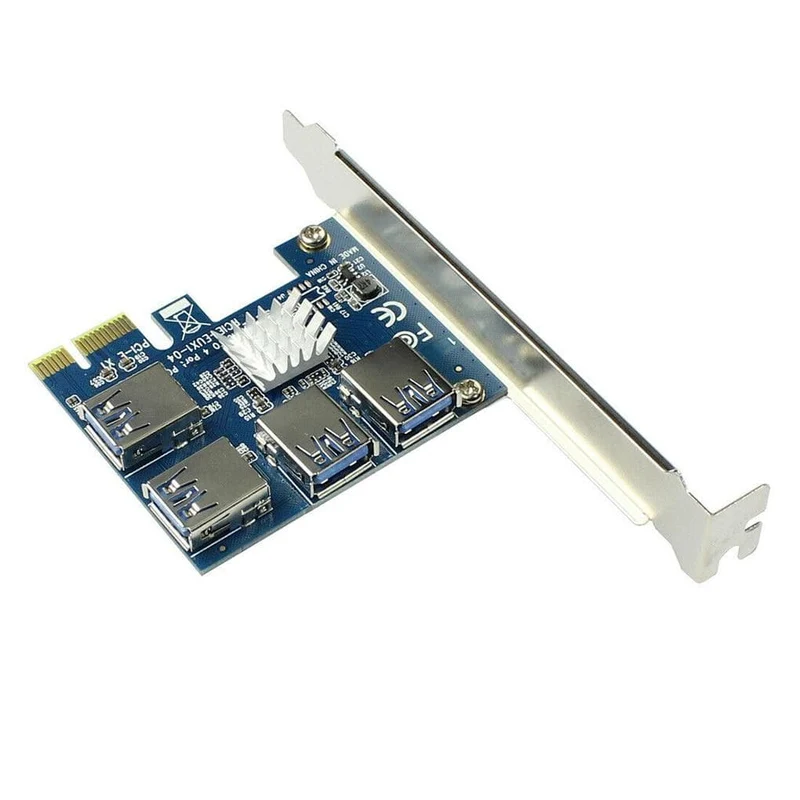PCI-E zu PCI-E Adapter 1 Turn 4 PCI-Express Slot 1x zu 16x USB 3.0 Mining Spezial Riser Card PCIe Konverter für BTC Miner Mining