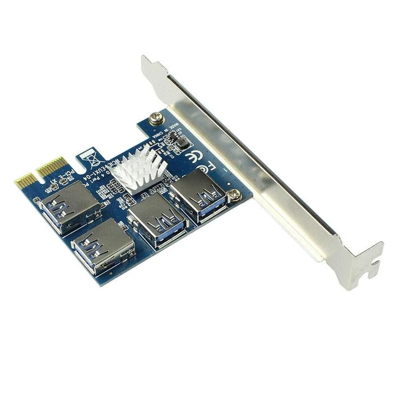 PCI-E zu PCI-E Adapter 1 Turn 4 PCI-Express Slot 1x zu 16x USB 3.0 Mining Spezial Riser Card PCIe Konverter für BTC Miner Mining
