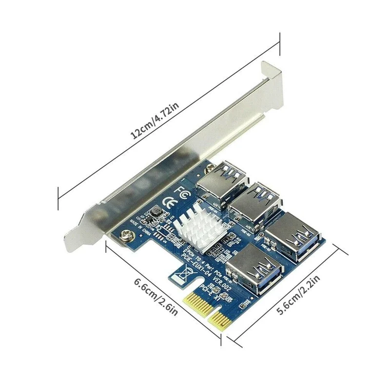 PCI-E zu PCI-E Adapter 1 Turn 4 PCI-Express Slot 1x zu 16x USB 3.0 Mining Spezial Riser Card PCIe Konverter für BTC Miner Mining