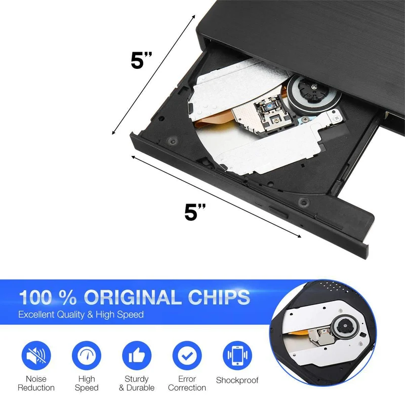 DVD-Laufwerk USB 3.0/Typ C Optisches Laufwerk tragbarer DVD RW CD-Brenner Unterstützt SD-Kartenleser für Macs Laptop Windows PC