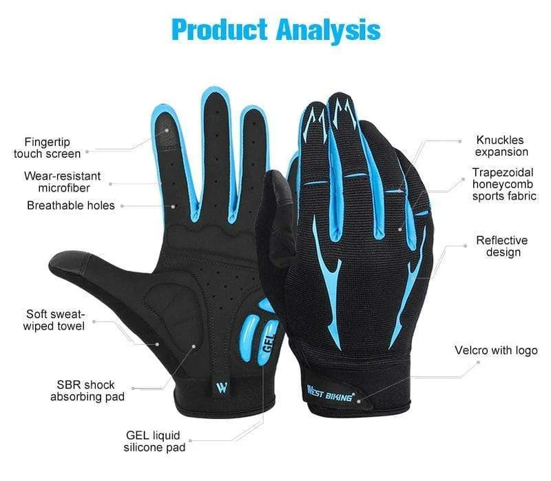 Radfahren Handschuhe Männer Frauen Sport Voll Finger GEL Fahrrad Handschuhe Touchscreen Winddicht Warme MTB Road Fahrrad Handschuhe