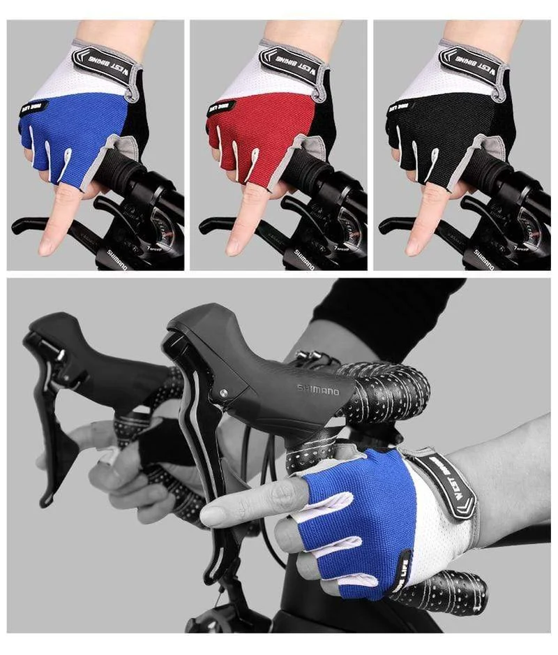 Sommer-Fahrradhandschuhe, stoßfeste, dicke Polsterung, Halbfinger-Fahrradhandschuhe für Sport, Wandern, MTB, Motorrad, Fahrradhandschuhe