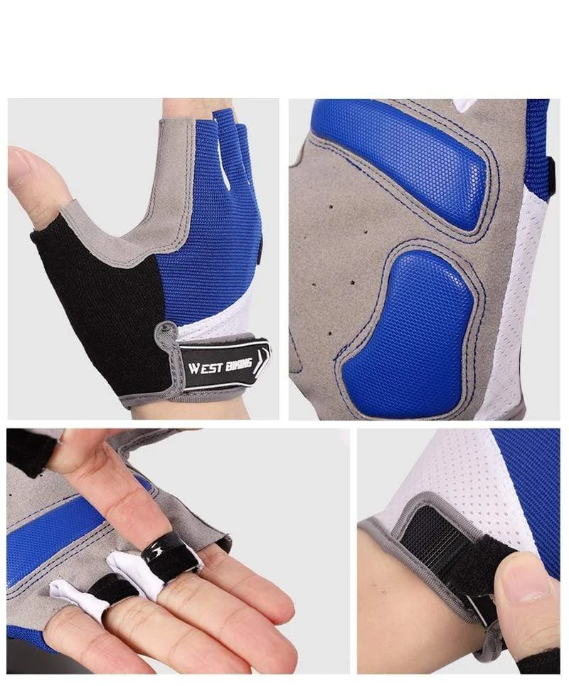 Sommer-Fahrradhandschuhe, stoßfeste, dicke Polsterung, Halbfinger-Fahrradhandschuhe für Sport, Wandern, MTB, Motorrad, Fahrradhandschuhe