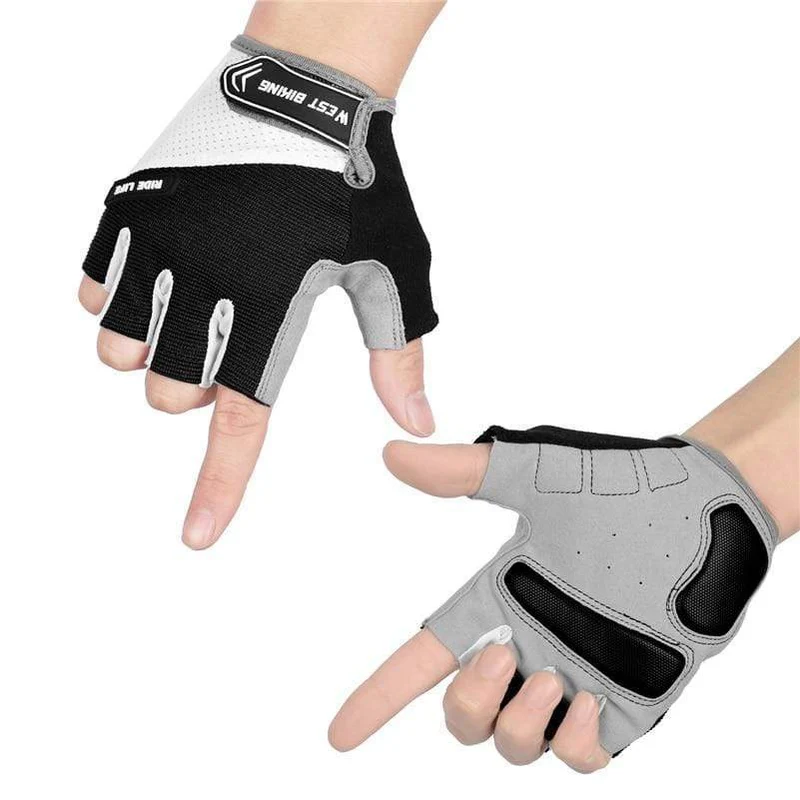 Sommer-Fahrradhandschuhe, stoßfeste, dicke Polsterung, Halbfinger-Fahrradhandschuhe für Sport, Wandern, MTB, Motorrad, Fahrradhandschuhe