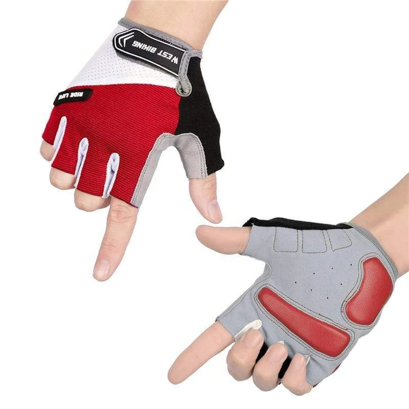 Sommer-Fahrradhandschuhe, stoßfeste, dicke Polsterung, Halbfinger-Fahrradhandschuhe für Sport, Wandern, MTB, Motorrad, Fahrradhandschuhe