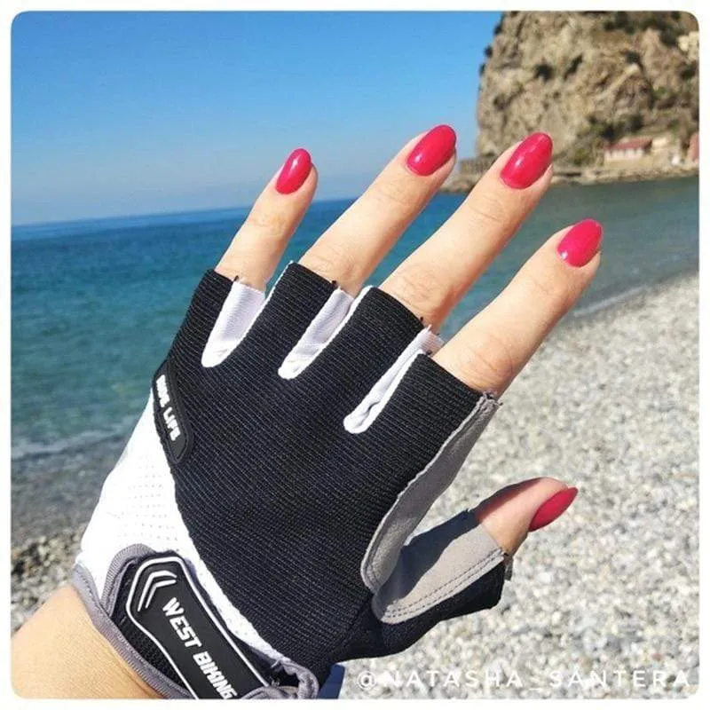 Sommer-Fahrradhandschuhe, stoßfeste, dicke Polsterung, Halbfinger-Fahrradhandschuhe für Sport, Wandern, MTB, Motorrad, Fahrradhandschuhe