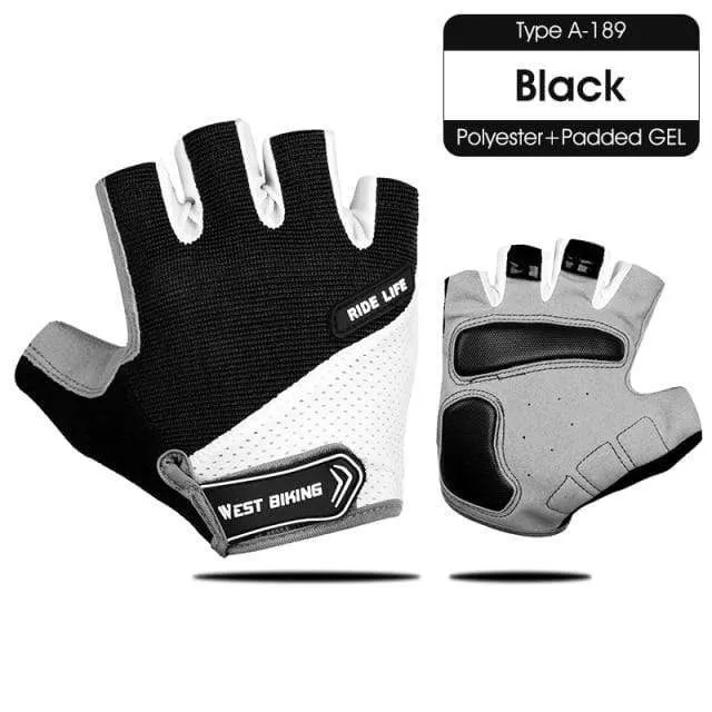Sommer-Fahrradhandschuhe, stoßfeste, dicke Polsterung, Halbfinger-Fahrradhandschuhe für Sport, Wandern, MTB, Motorrad, Fahrradhandschuhe