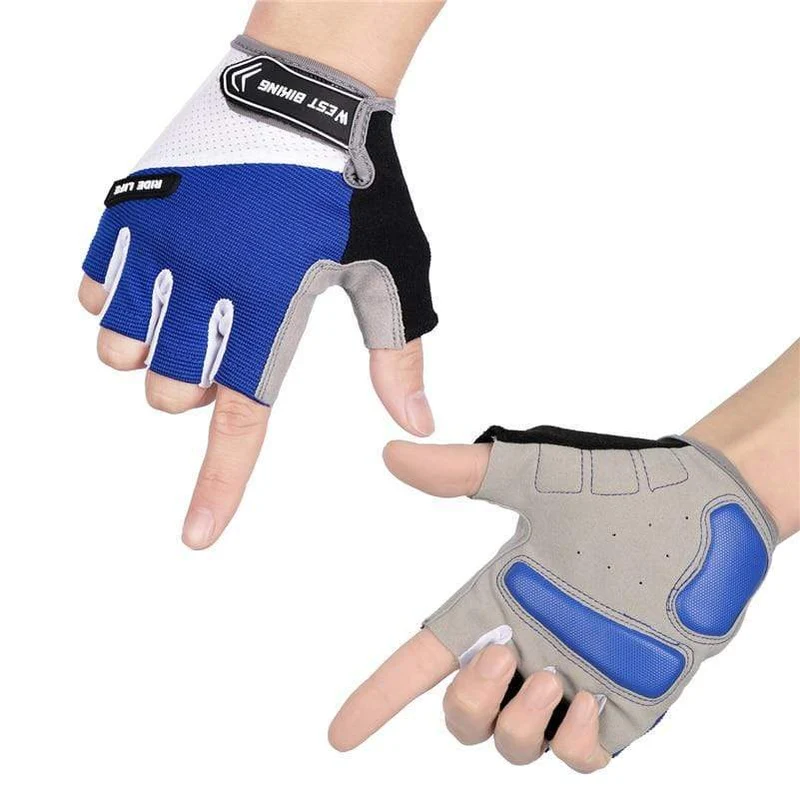 Sommer-Fahrradhandschuhe, stoßfeste, dicke Polsterung, Halbfinger-Fahrradhandschuhe für Sport, Wandern, MTB, Motorrad, Fahrradhandschuhe
