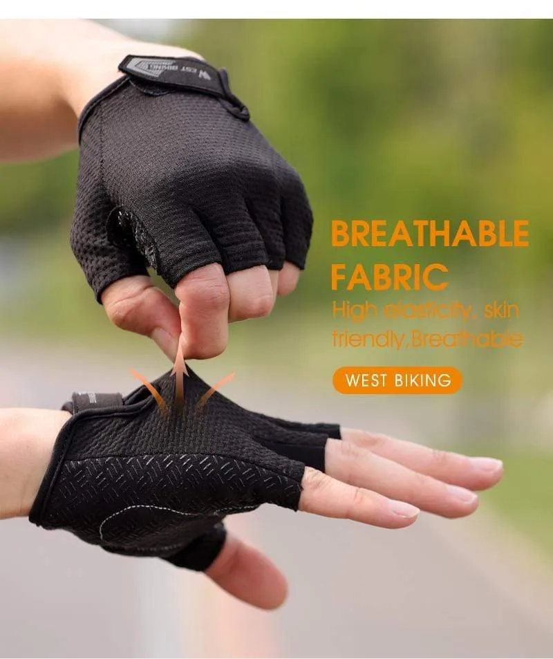 Sommer-Fahrradhandschuhe, stoßfeste, dicke Polsterung, Halbfinger-Fahrradhandschuhe für Sport, Wandern, MTB, Motorrad, Fahrradhandschuhe
