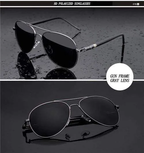 Aviation Metal Frame Quality Übergroße Spring Leg Alloy Herren Sonnenbrillen Polarized Brand Design Pilot Männliche Sonnenbrillen Fahren