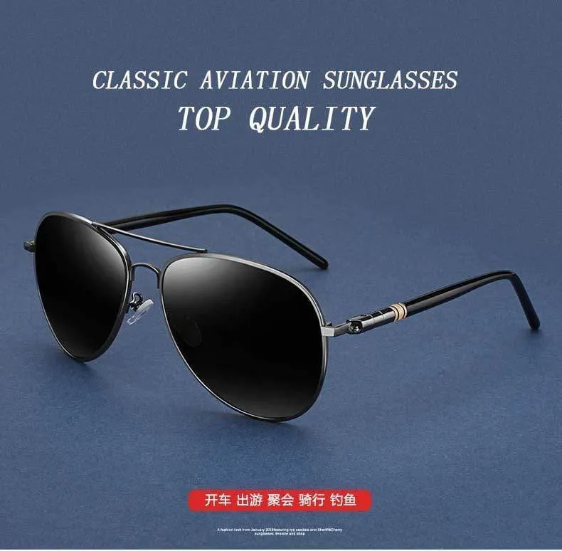 Aviation Metal Frame Quality Übergroße Spring Leg Alloy Herren Sonnenbrillen Polarized Brand Design Pilot Männliche Sonnenbrillen Fahren