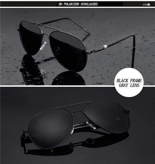 Aviation Metal Frame Quality Übergroße Spring Leg Alloy Herren Sonnenbrillen Polarized Brand Design Pilot Männliche Sonnenbrillen Fahren