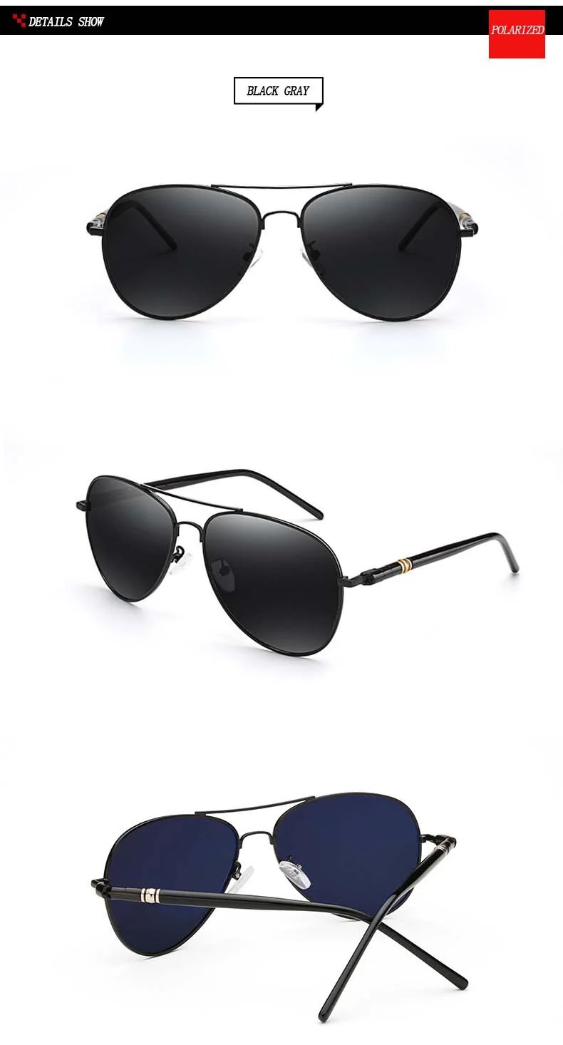 Aviation Metal Frame Quality Übergroße Spring Leg Alloy Herren Sonnenbrillen Polarized Brand Design Pilot Männliche Sonnenbrillen Fahren
