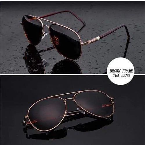 Aviation Metal Frame Quality Übergroße Spring Leg Alloy Herren Sonnenbrillen Polarized Brand Design Pilot Männliche Sonnenbrillen Fahren