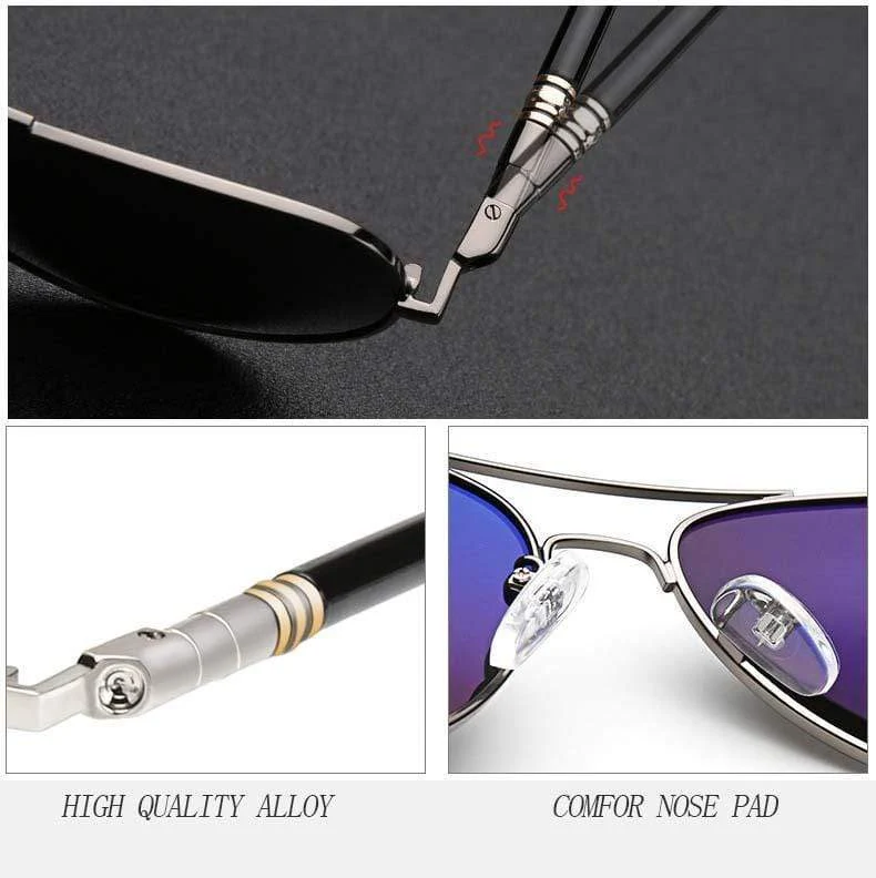 Aviation Metal Frame Quality Übergroße Spring Leg Alloy Herren Sonnenbrillen Polarized Brand Design Pilot Männliche Sonnenbrillen Fahren