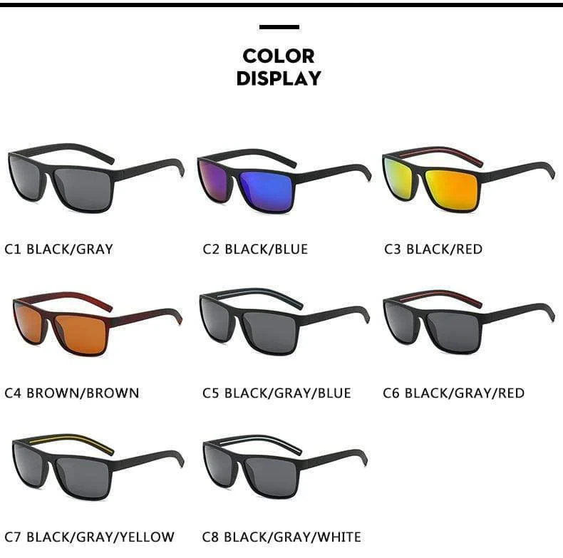 Polarisierte Sonnenbrille für Männer Kunststoff Oculos de Sol Herrenmode Square Driving Eyewear Travel Sun Glass