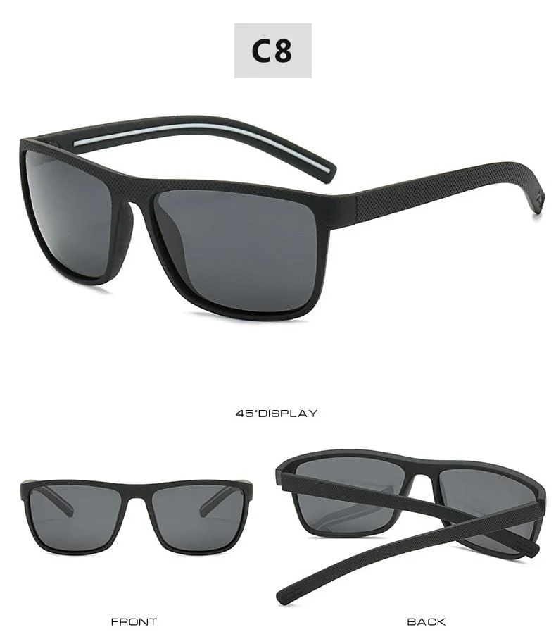 Polarisierte Sonnenbrille für Männer Kunststoff Oculos de Sol Herrenmode Square Driving Eyewear Travel Sun Glass