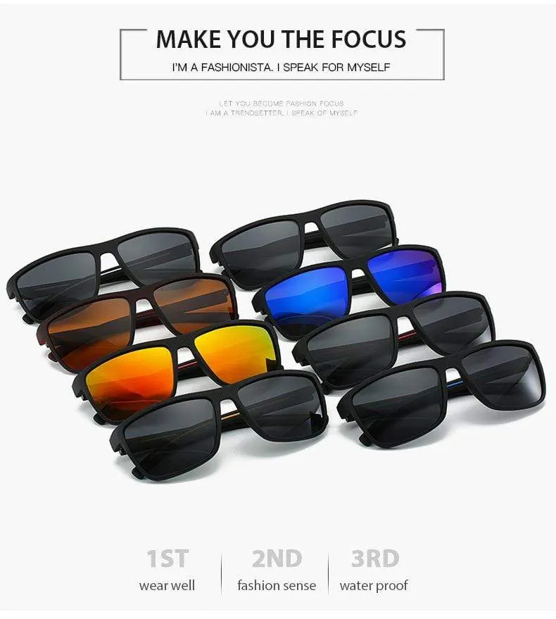 Polarisierte Sonnenbrille für Männer Kunststoff Oculos de Sol Herrenmode Square Driving Eyewear Travel Sun Glass