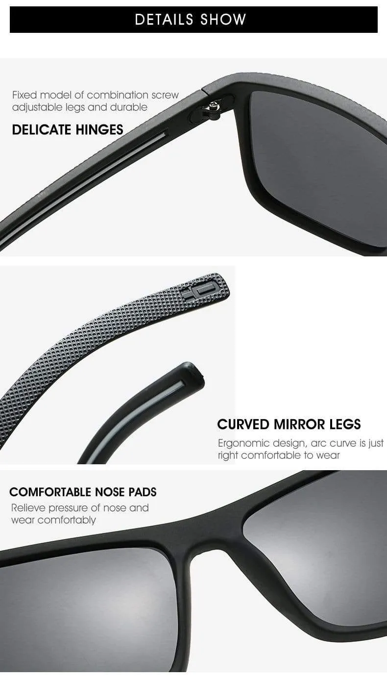 Polarisierte Sonnenbrille für Männer Kunststoff Oculos de Sol Herrenmode Square Driving Eyewear Travel Sun Glass