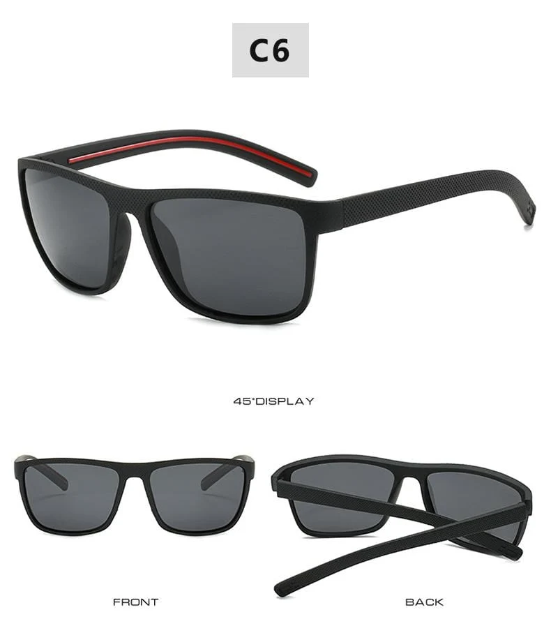 Polarisierte Sonnenbrille für Männer Kunststoff Oculos de Sol Herrenmode Square Driving Eyewear Travel Sun Glass