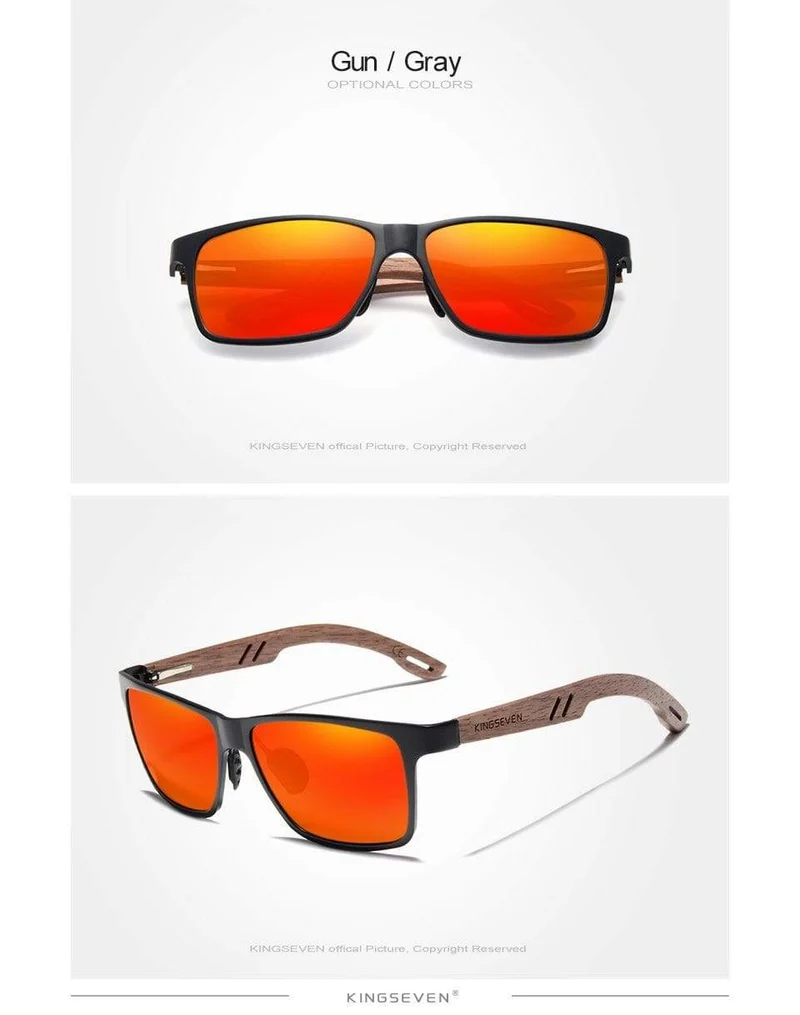 Holz Sonnenbrille für Herren, polarisierte Sonnenbrille aus Holz für Damen, verspiegelte Gläser, handgefertigt, modisch, UV400, Brillenzubehör
