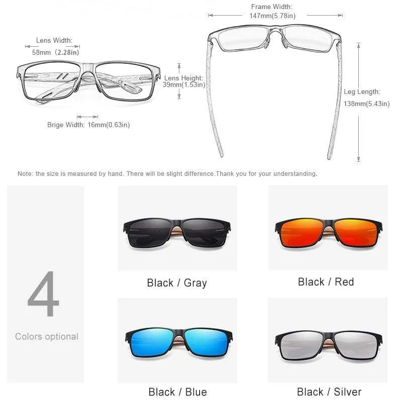 Holz Sonnenbrille für Herren, polarisierte Sonnenbrille aus Holz für Damen, verspiegelte Gläser, handgefertigt, modisch, UV400, Brillenzubehör