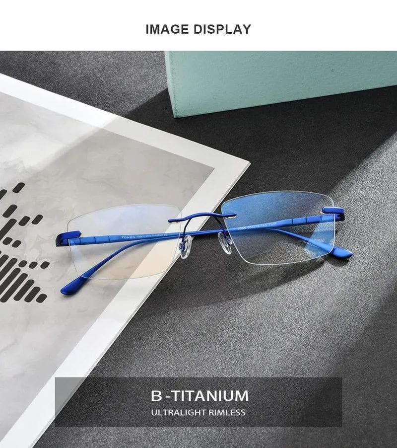 Titan Brille Rahmen Männer Randlos Verschreibungspflichtige Quadrat Brille 2021 Frauen Rahmenlose Myopie Optische Brille 8555