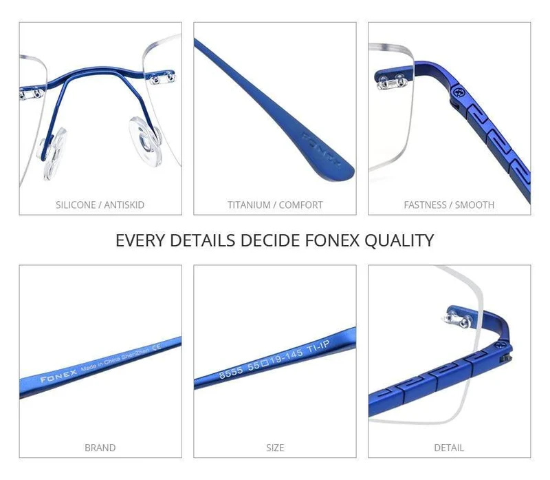 Titan Brille Rahmen Männer Randlos Verschreibungspflichtige Quadrat Brille 2021 Frauen Rahmenlose Myopie Optische Brille 8555