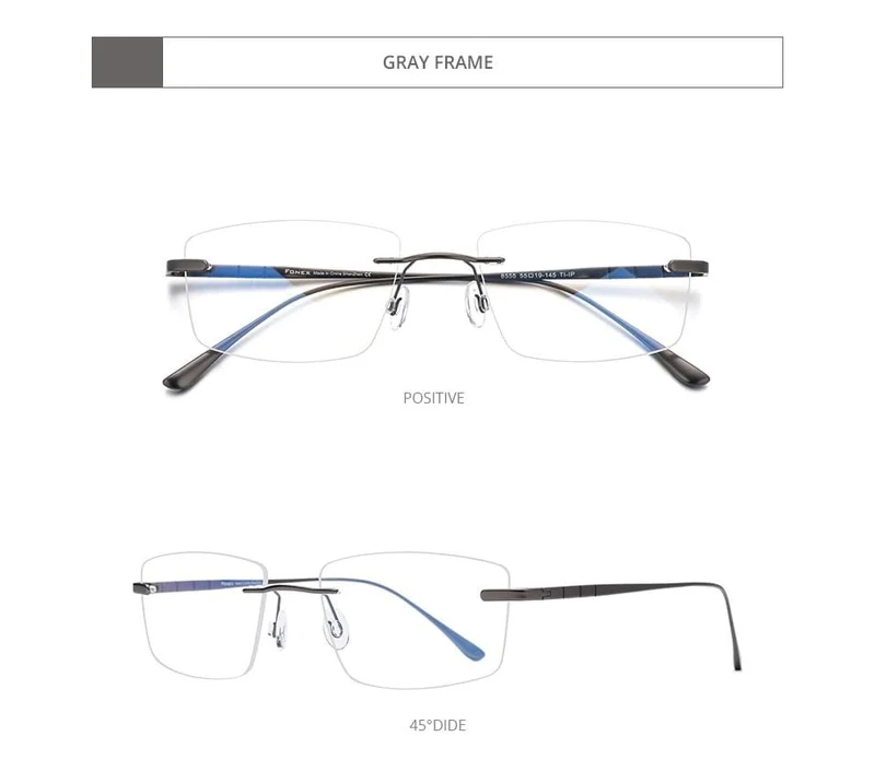 Titan Brille Rahmen Männer Randlos Verschreibungspflichtige Quadrat Brille 2021 Frauen Rahmenlose Myopie Optische Brille 8555