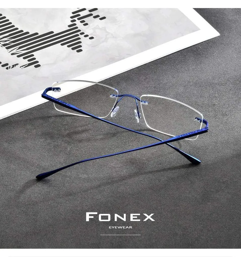 Titan Brille Rahmen Männer Randlos Verschreibungspflichtige Quadrat Brille 2021 Frauen Rahmenlose Myopie Optische Brille 8555